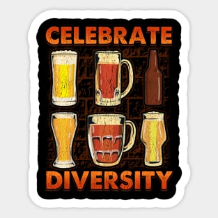 Celebrate Diversity Craft Beer Gifts Drinking Beer Brewery Sticker